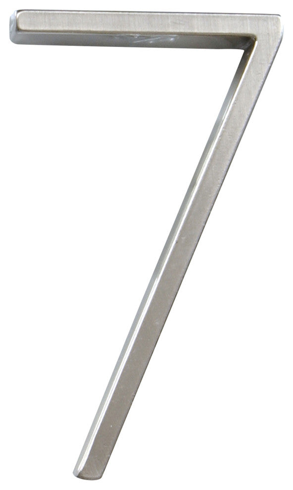 Floating House Number, Brushed Nickel, Number 7