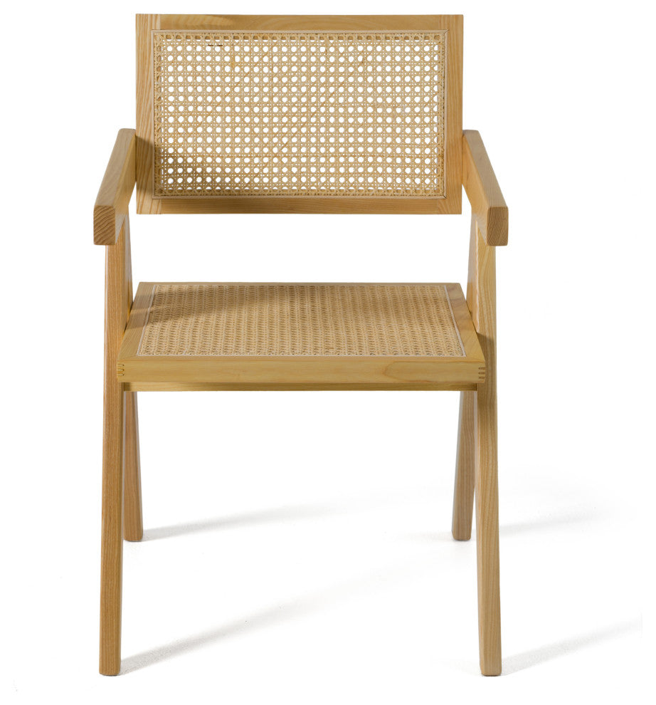 Modrest Aurora Light Rattan and Natural Ash Folding Dining Arm Chair