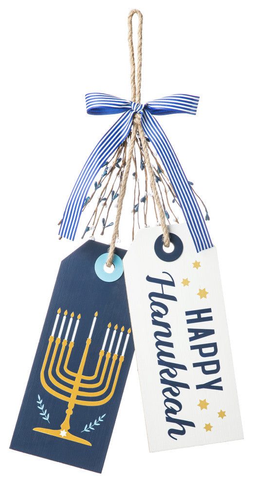 24"H Wooden Hanukkah  Doorknob Hanging Decor