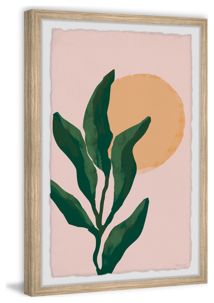 "Green Leaf Sunlight" Framed Painting Print, 8x12