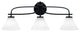 Cavella 3 Light Bath Bar, Matte Black Finish, 7" White Muslin Glass