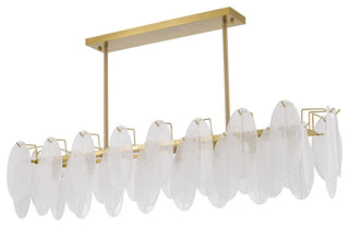 8-Light Brass Chandelier With Frosted Glass