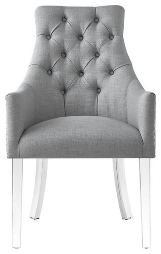 Posh Colton Linen Fabric Dining Chair with Acrylic Legs - Light Gray (Set of 2)