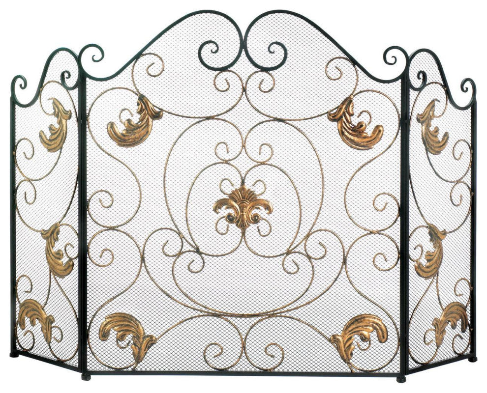 Gold Fleur-De-Lis Fireplace Screen