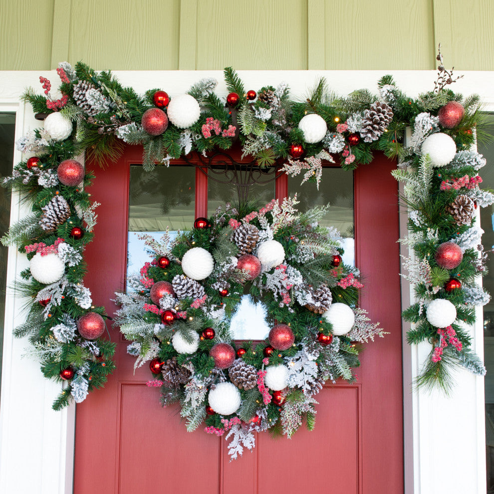 9' Artificial Christmas Garland with Lights, Frosted Wonderland