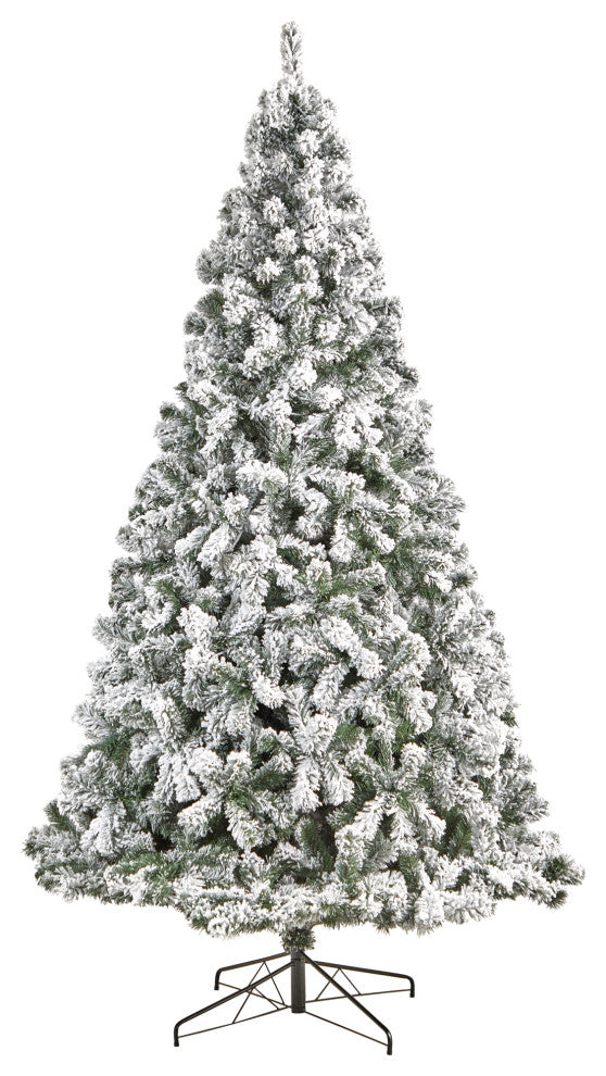 9' Flocked West Virginia Fir Artificial Christmas Tree With 650 Clear LED Lights