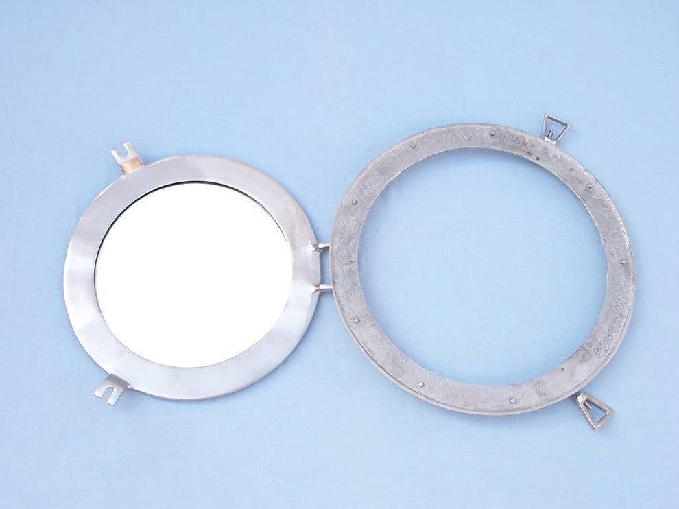 Decorative Ship Porthole Window, Brushed Nickel, 12"