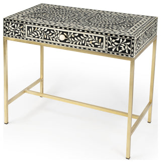 Perilla Black and White Bone Inlay Writing Desk, 5529318