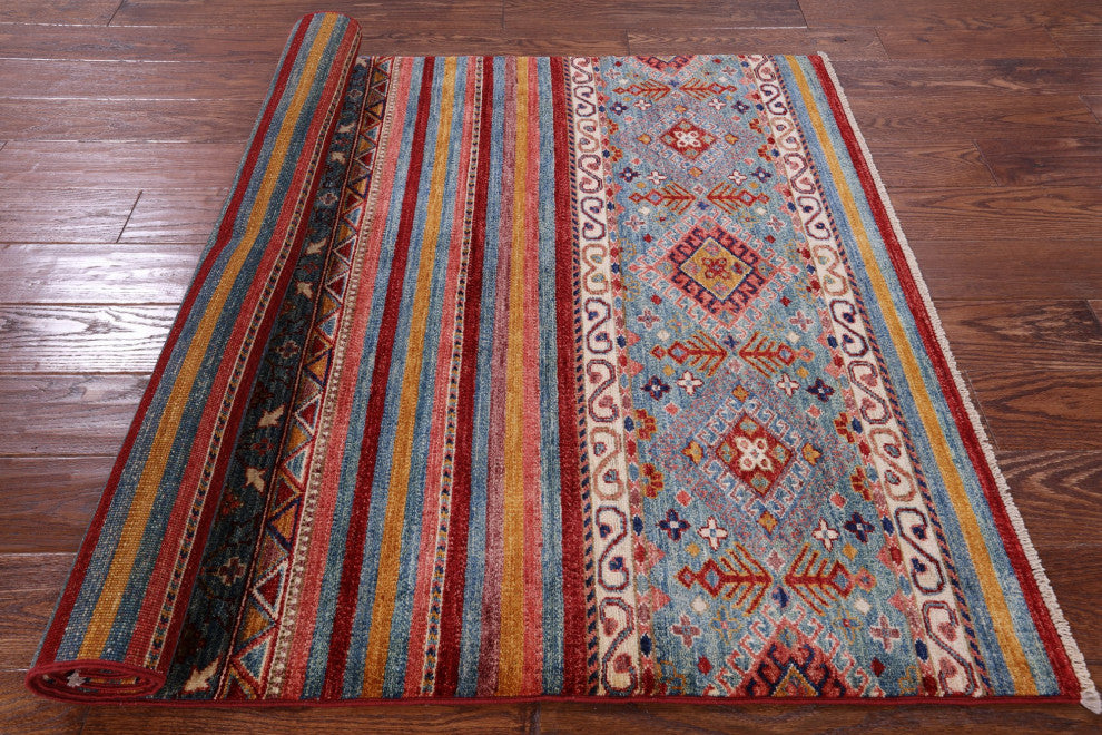 Super Kazak Khorjin Handmade Wool Rug 3' 11" X 6' 0" - Q12674
