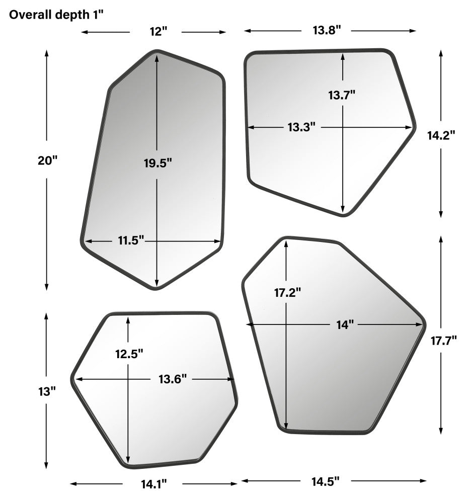 Uttermost Linneah Black Mirrors, Set/4