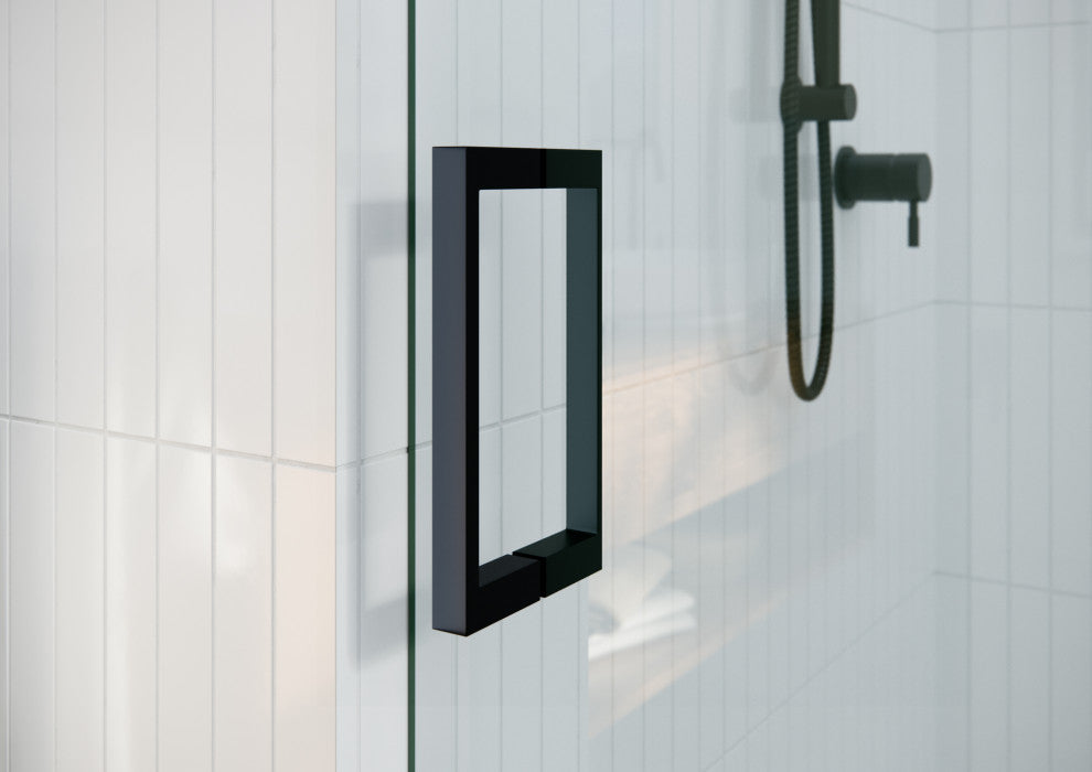 68-72"x60-Frameless Bath Tub Sliding Shower Door Square Hardware, Matte Black