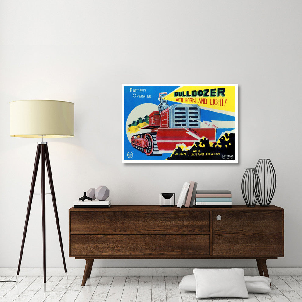 "Battery Operated Bulldozer with Horn and Light" Print by Retrotrans, 46"x31"