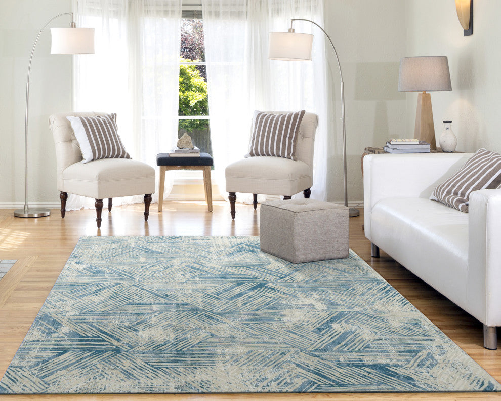 Quartz Beige And Blue Area Rug, 6.7'x9.6'