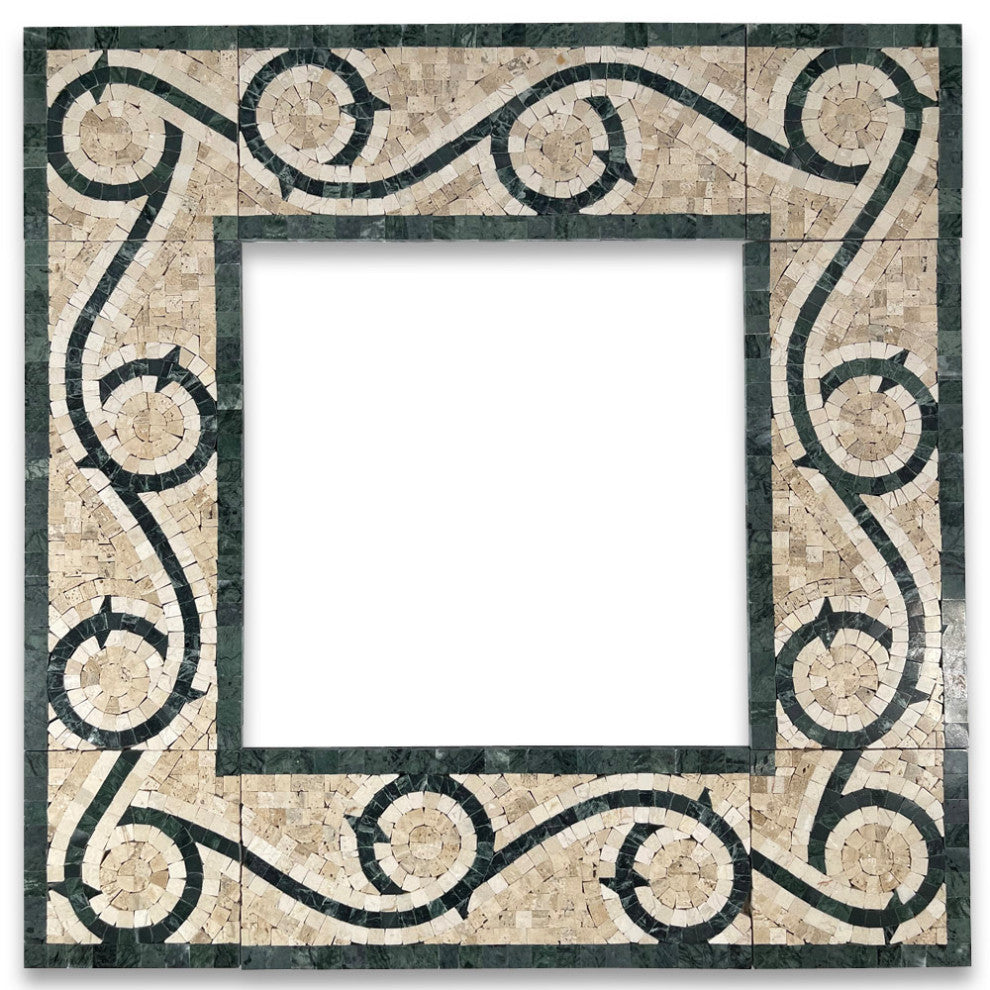 Marble Mosaic Border Listello Tile Vine Dark Green 5.1x12 Polished, 1 piece