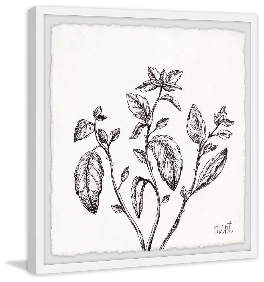 "Mint Leaves" Framed Painting Print, 32x32