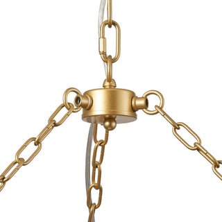 Farmhouse Painted Gold 6-Light Unique Hand Woven Oversize Pendant Light