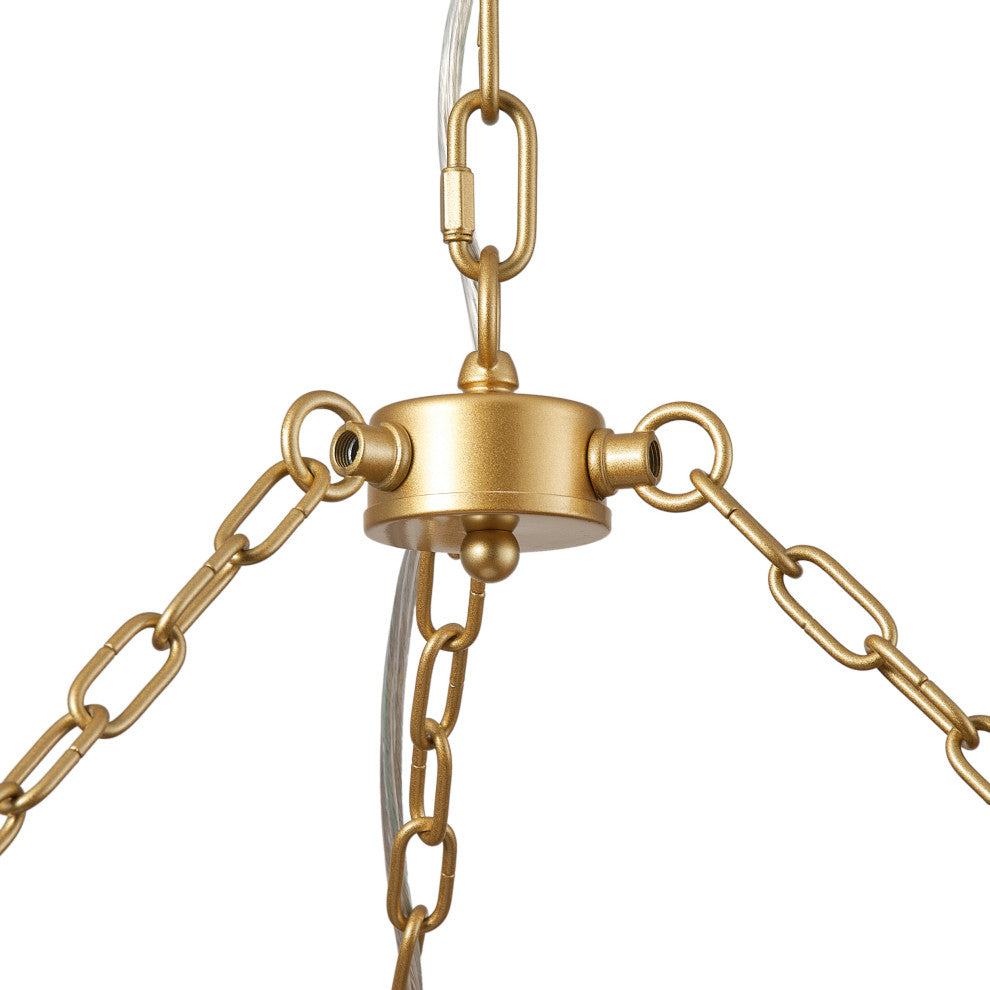 Farmhouse Painted Gold 6-Light Unique Hand Woven Oversize Pendant Light