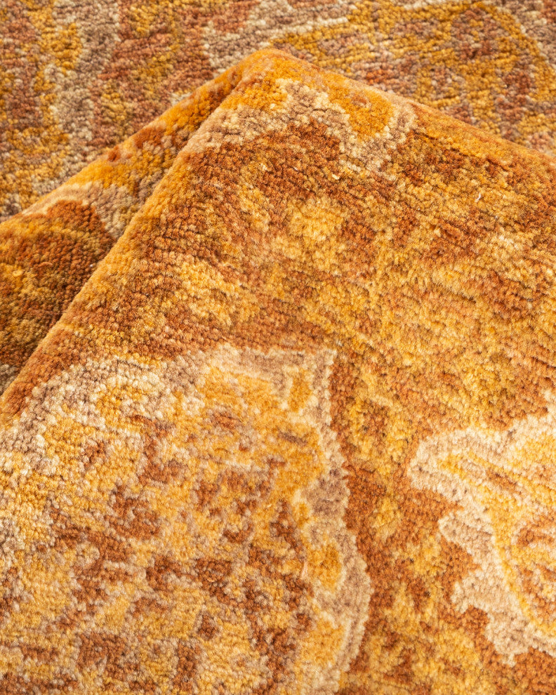 Mogul, One-of-a-Kind Hand-Knotted Area Rug Yellow, 5' 1" x 5' 1"