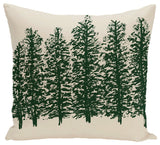 Through The Woods Flower Print Pillow, Dark Green, 20"x20"