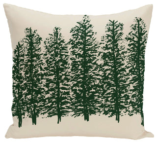 Through The Woods Flower Print Pillow, Dark Green, 20"x20"