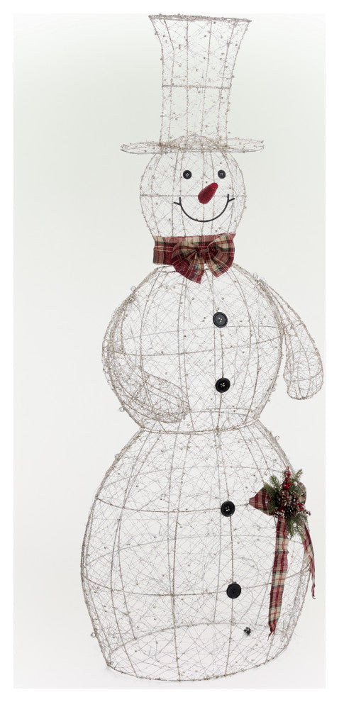 Gold Wire Snowman DÃ©cor with Warm White LED Lights, 28"l X 18"w X 71"h (Extra La