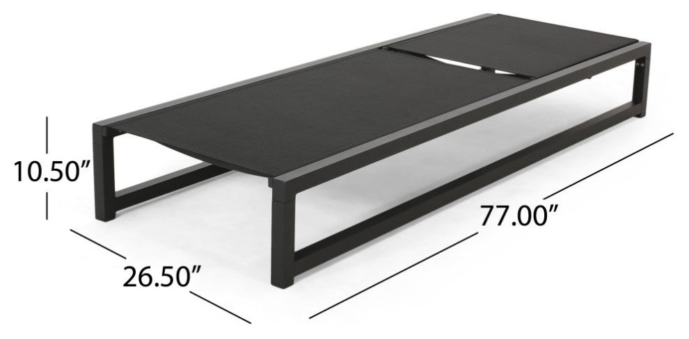 GDF Studio Mottetta Outdoor Aluminum Chaise Lounge, Black, Set of 2