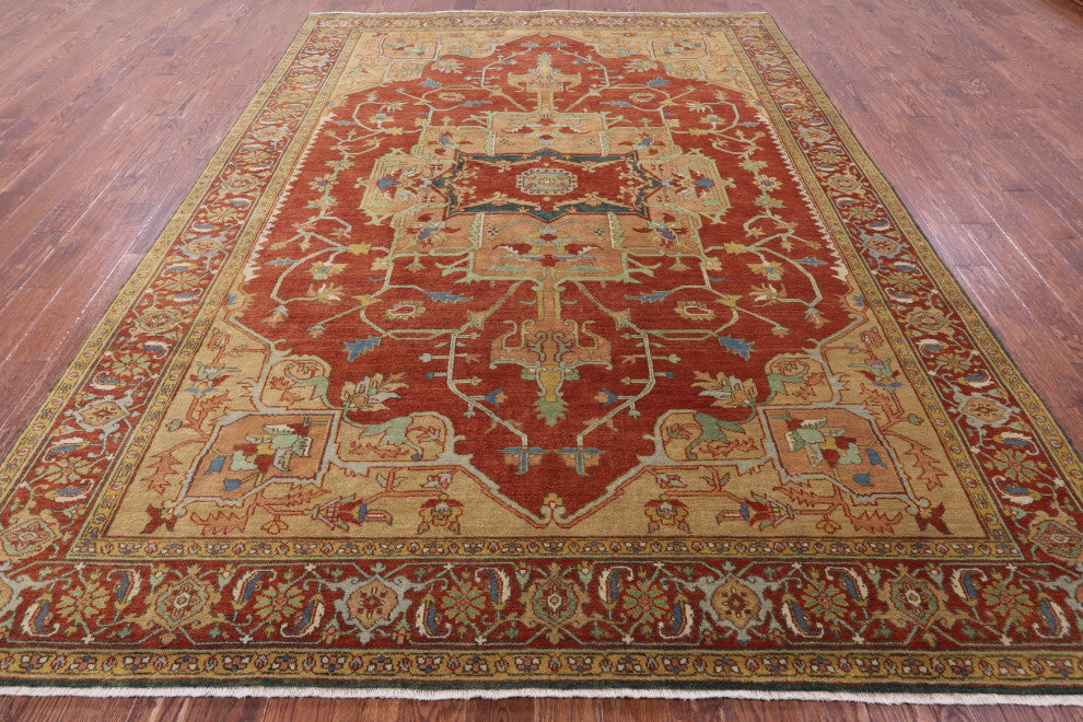 8' 10" X 11' 11" Persian Fine Serapi Handmade Wool Rug - Q16022