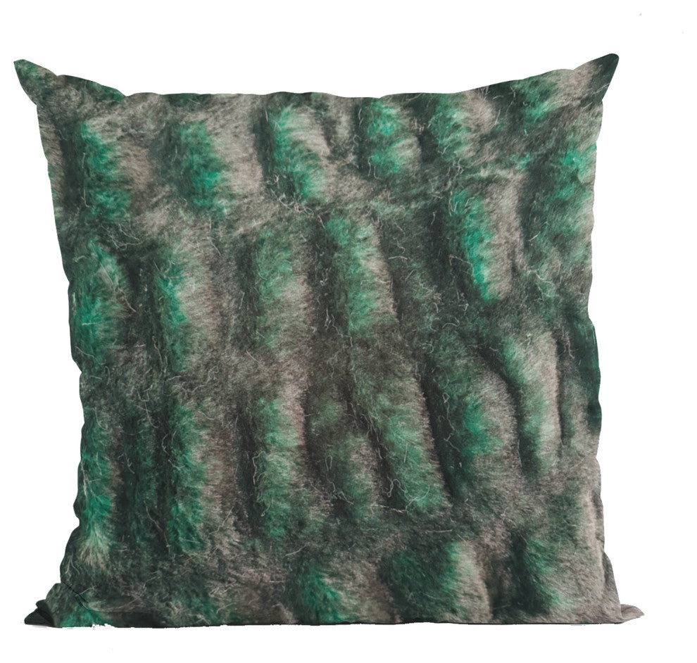 Plutus Emerald Green Plush Pelt Faux Fur Throw Pillow, 22" x 22"