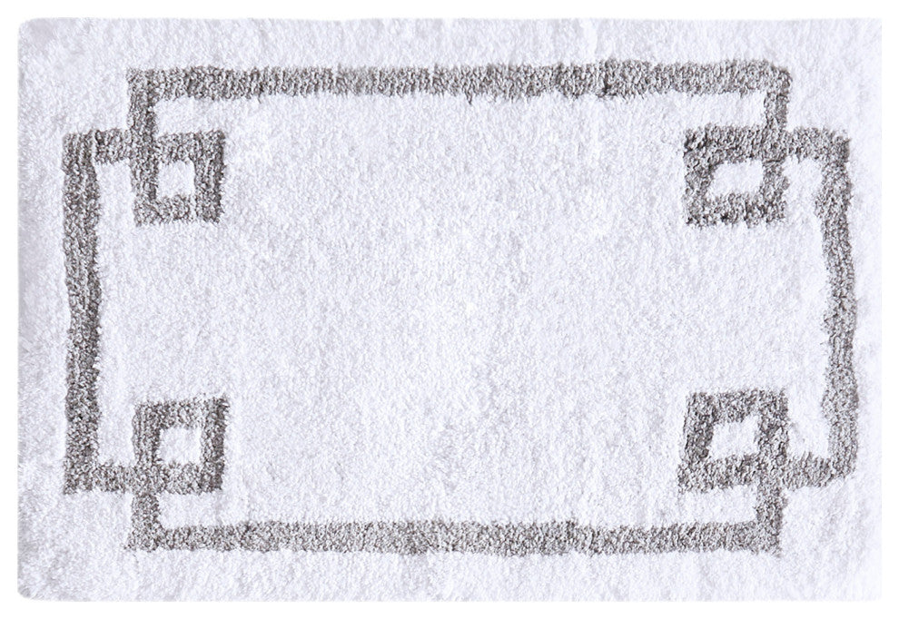 Madison Park Evan High Pile Bordered Bathroom Rug, Blue, White, Small