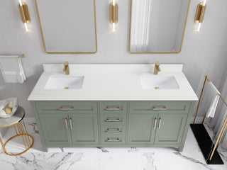 Cambridge 72" Double Sink Bath Vanity in Evergreen 1.5" White Quartz