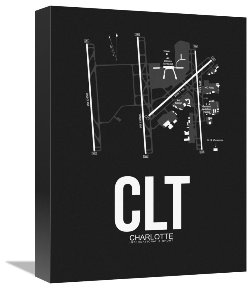"CLT Charlotte Airport Black" Fine Art Print
