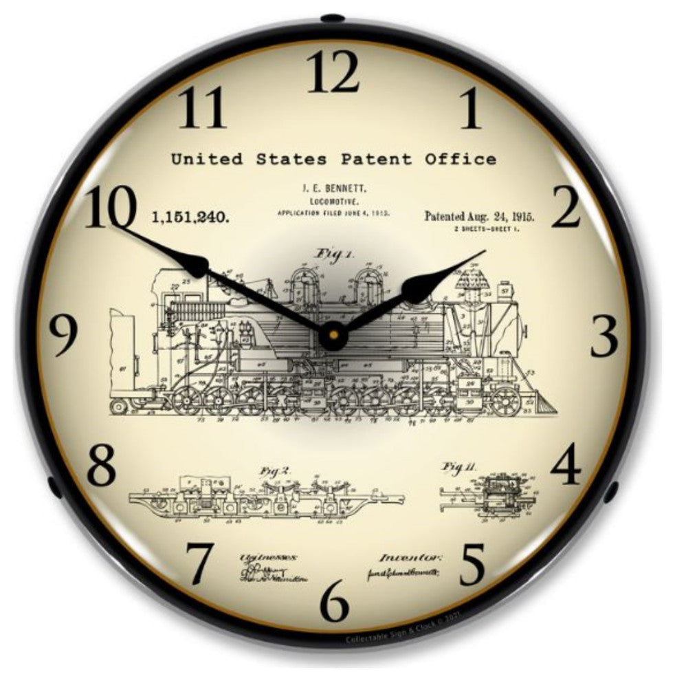 21031211 Bennett Locomotive 1913 Patent Clock