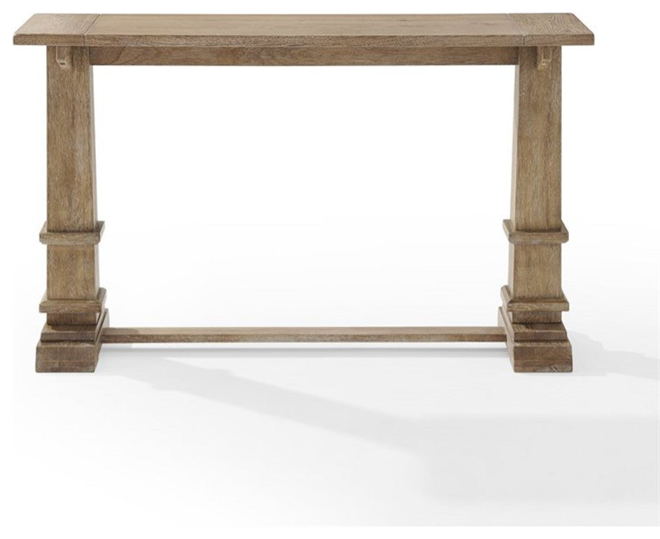 Pemberly Row Rectangular Top Farmhouse Wood Console Table in Rustic Brown