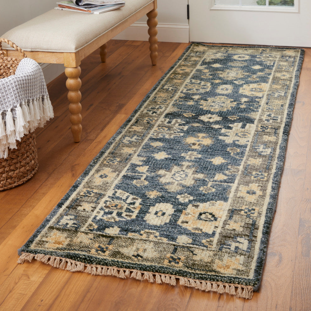 Foxboro R6954 Traditional/Classic Runner, Blue/Gray, 2'6"x14'