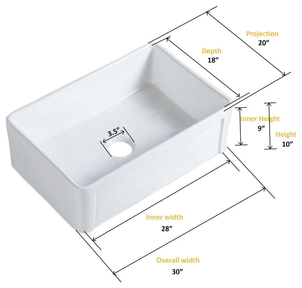 Charleston 30" Reversible Fireclay Farmhouse Kitchen Sink