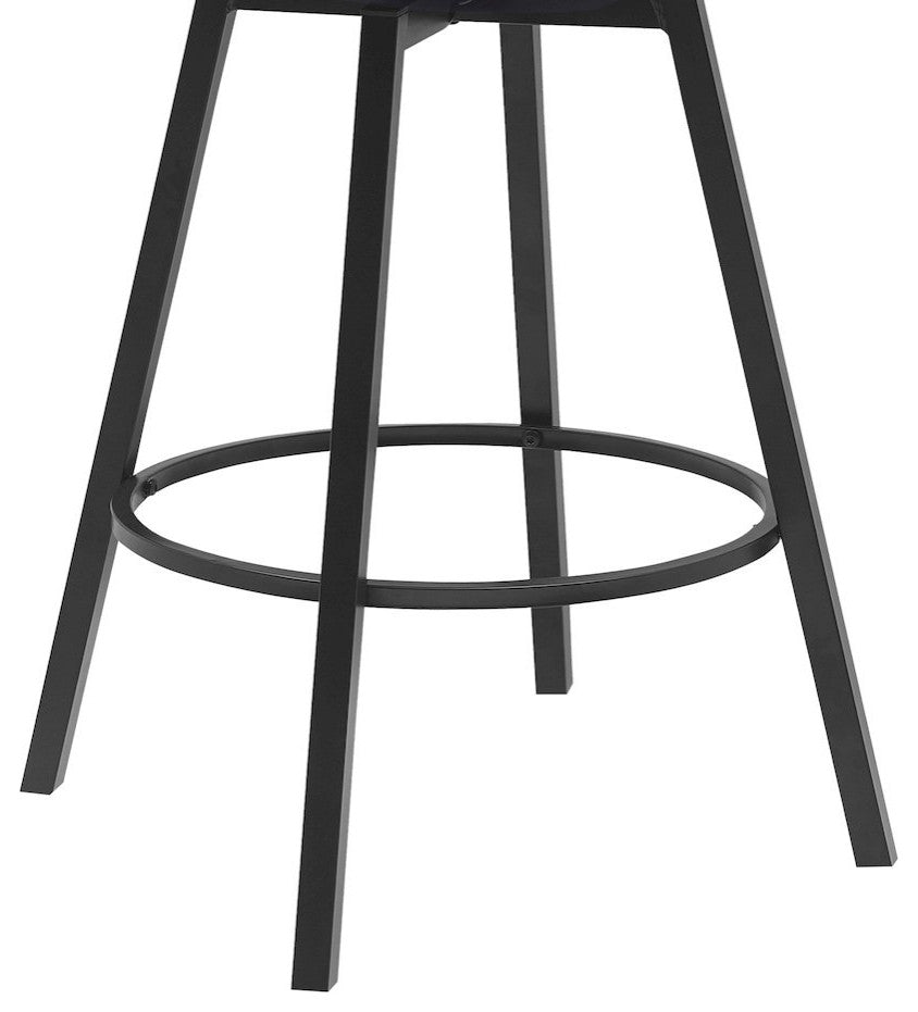 Athena Upholstered Wood Swivel Bar or Counter Stool with Black Metal