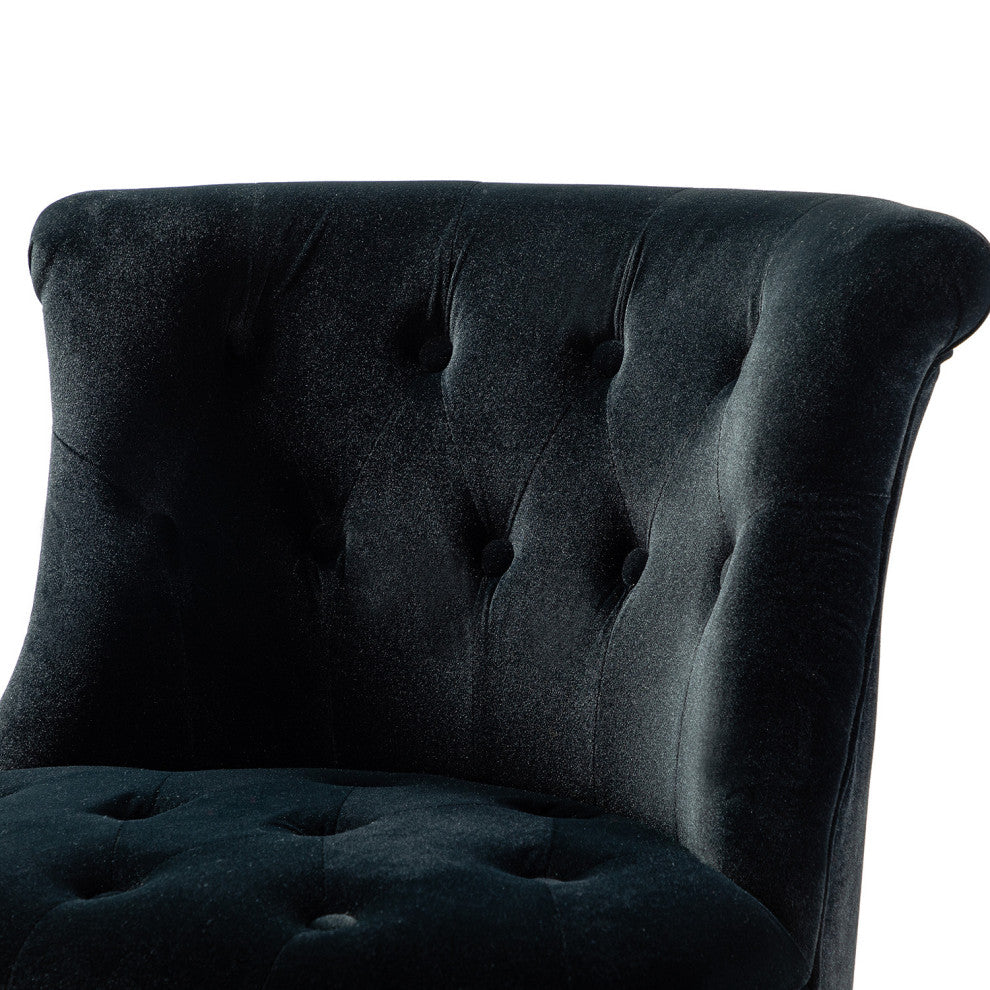 Upholstered Accent Chair With Tufted Back, Set of 2, Black