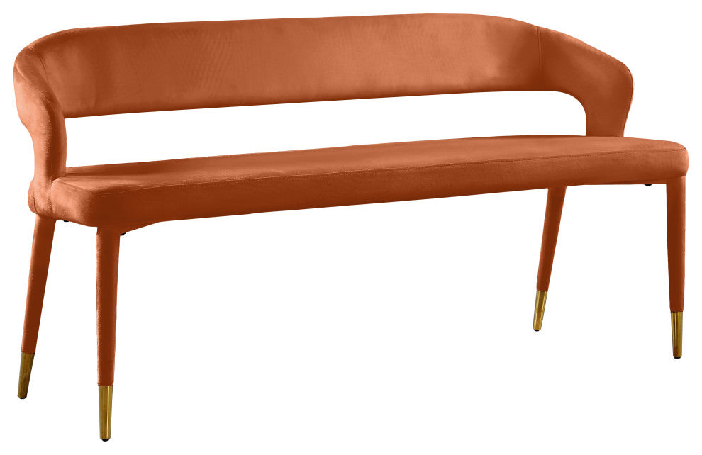 Destiny Upholstered Bench, Cognac, Velvet