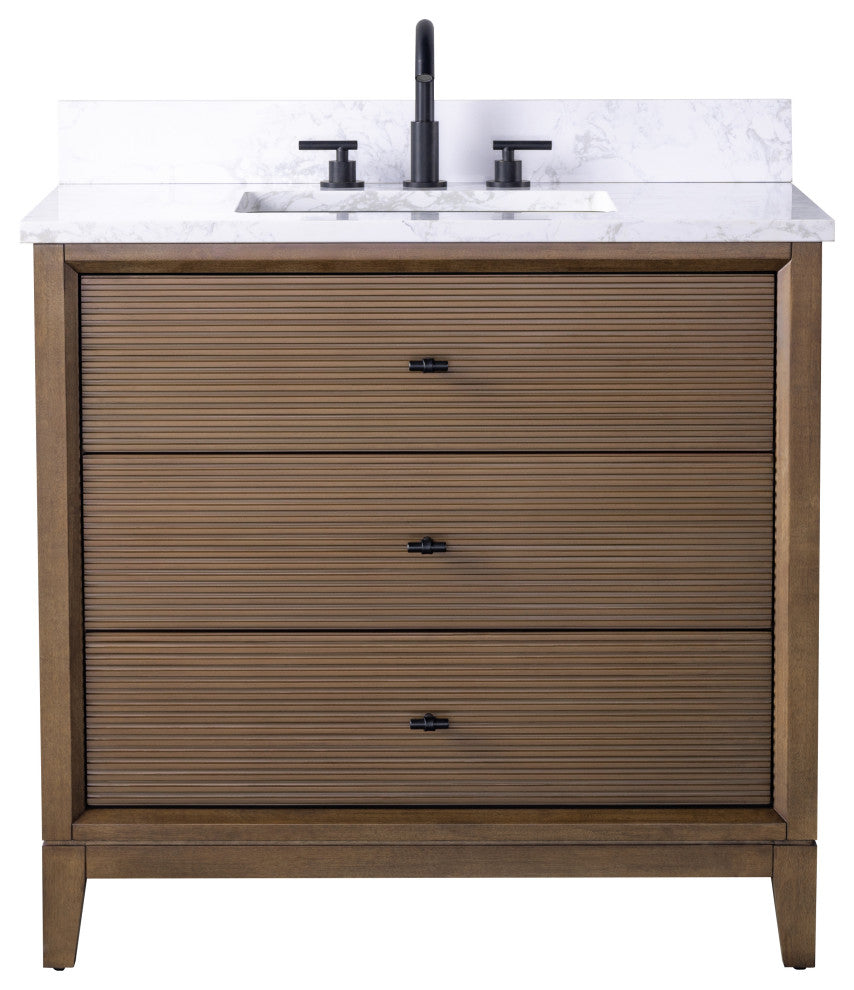 Vanity Art Bathroom Vanity with Engineered Marble Top and Sink, Vintage Spruce Blue, 48", Matte Black