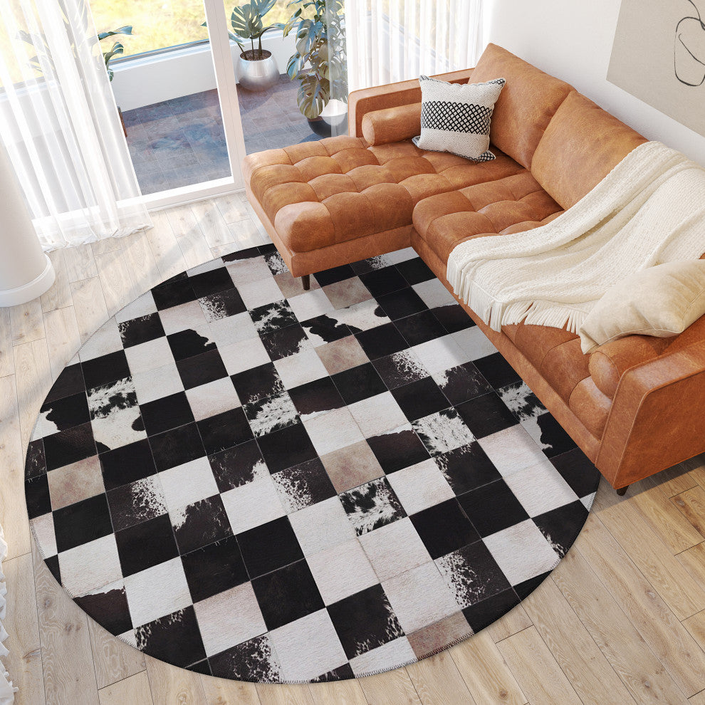 Indoor/Outdoor Stetson SS10 Midnight Machine Washable 6' x 6' Round Rug