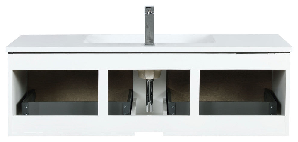 Scopi 48 Rustic Acacia Vanity, Acrylic Top With Sink, Gun Metal Faucet Set