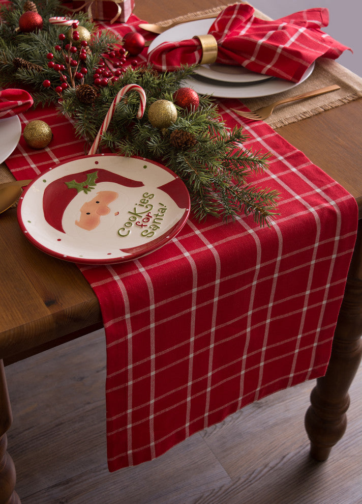 DII Holly Berry Plaid Table Runner