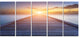 "Wooden Pier To Bright Evening Sun" Sea Bridge Wall Artwork, 5 Panels, 60"x28"