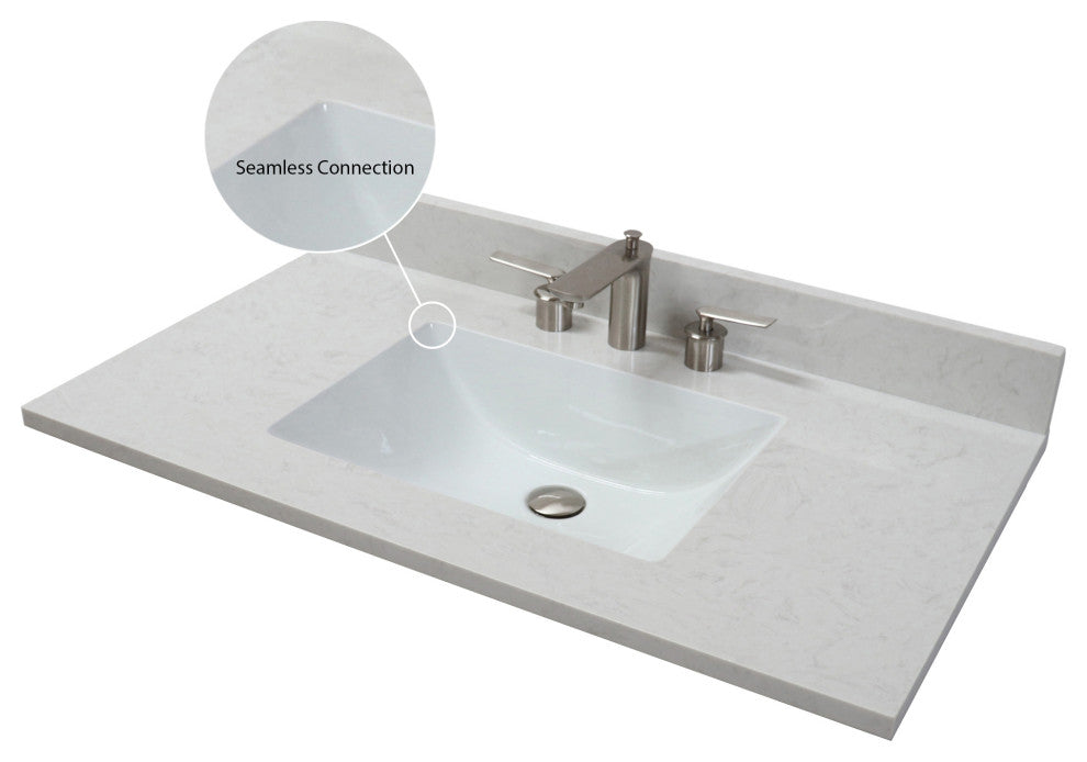 37" Single Sink Vanity, French Gray With Engineered Stone Top
