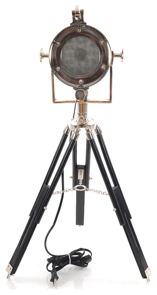 Alum Spot Light On Wooden Stand Aluminum Home Decor