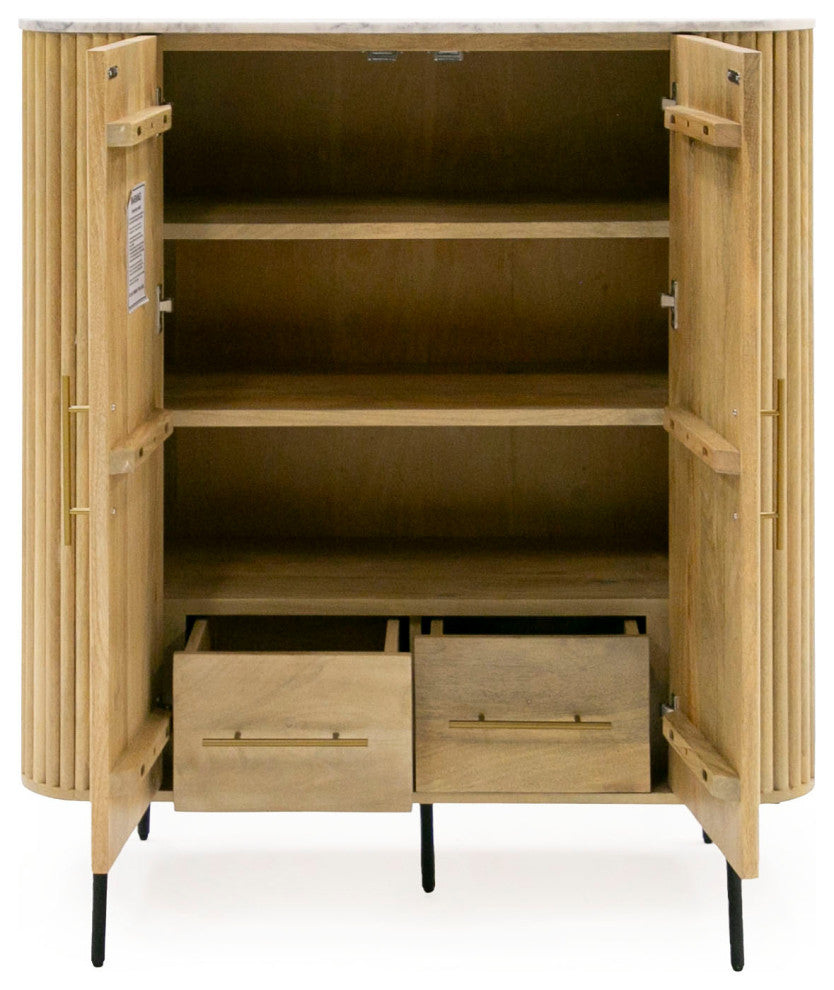 Modrest Cambridge White Marble and Mango Tall Buffet