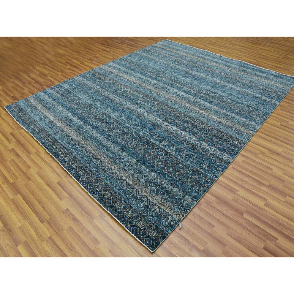 Yale Blue, Hand Knotted, Kohinoor Herat Design 100% Wool Rug, 8'x10'