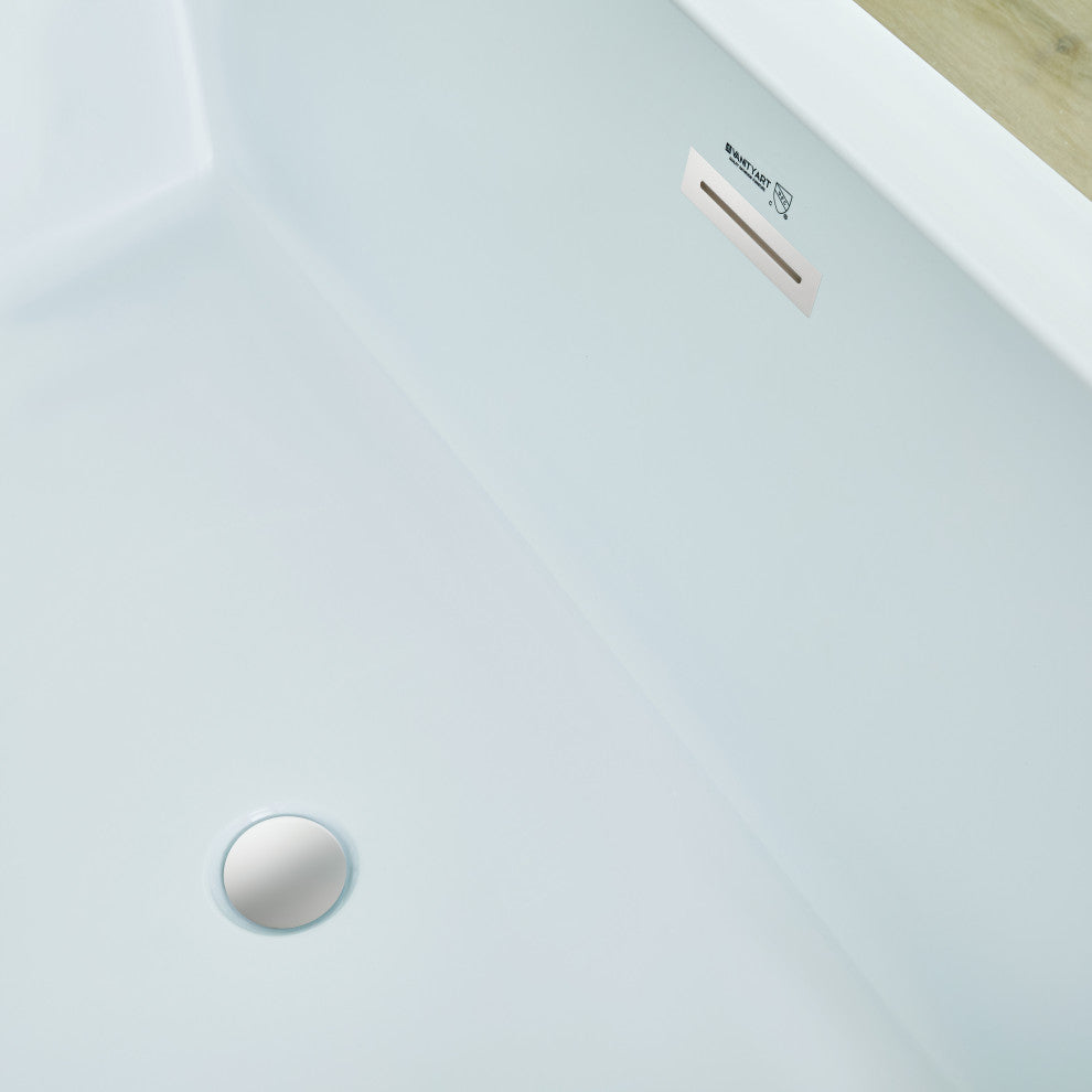 Freestanding Acrylic Bathtub, White/Polished Chrome, S, 59"
