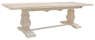 Benedict Extension Dining Table in Mango Solid Wood with White Wash Finish