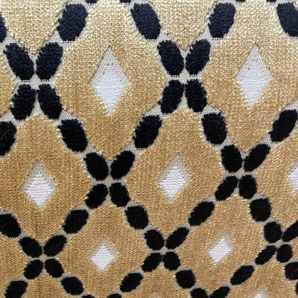 Plutus Velvet Majestic Gold, Black, Cream Handmade Luxury Pillow, 20"x36", King
